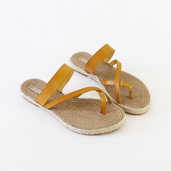 mustard color flip flops